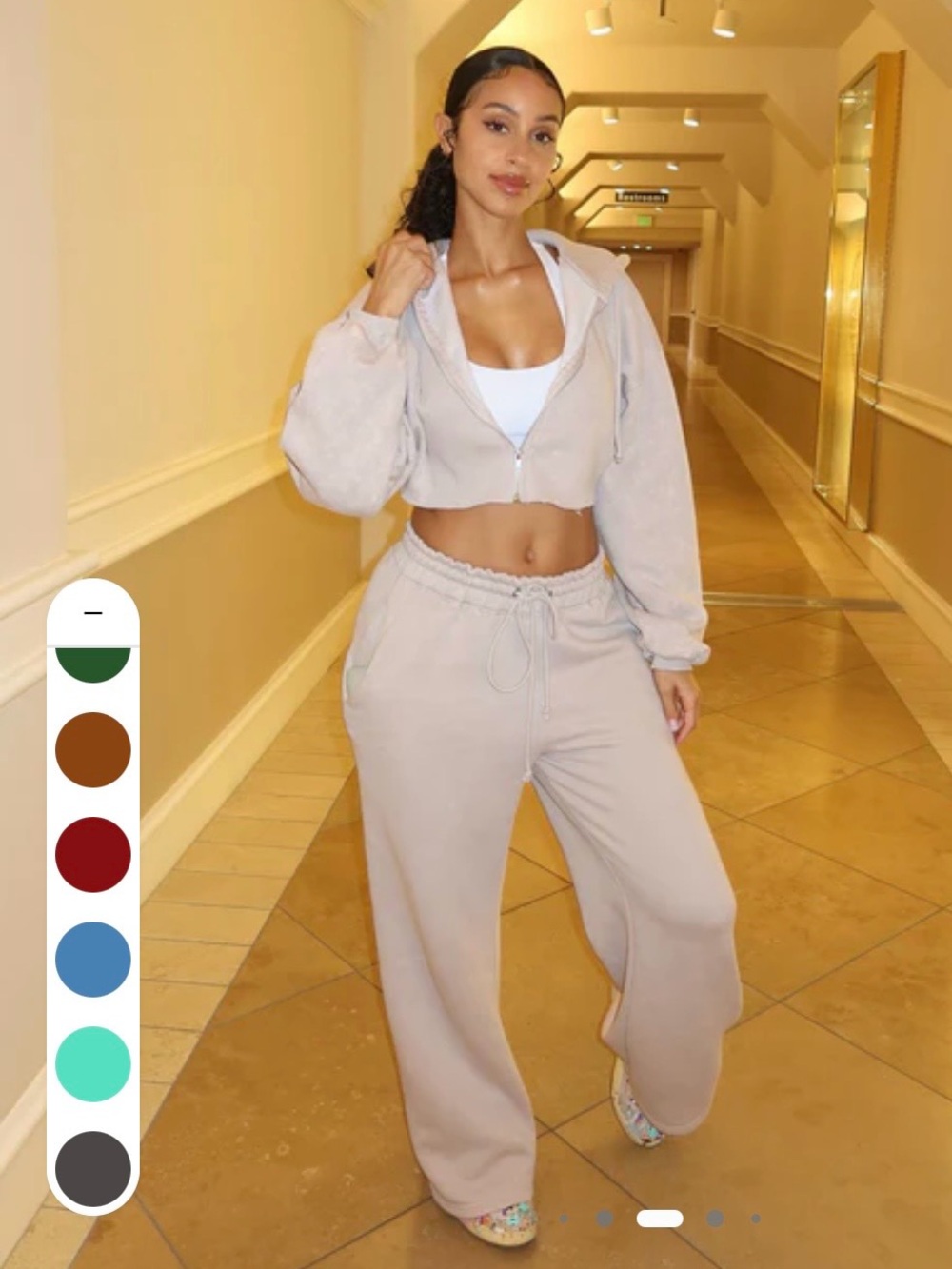 Fashion Nova On The Go Fleece Pant Set in Taupe